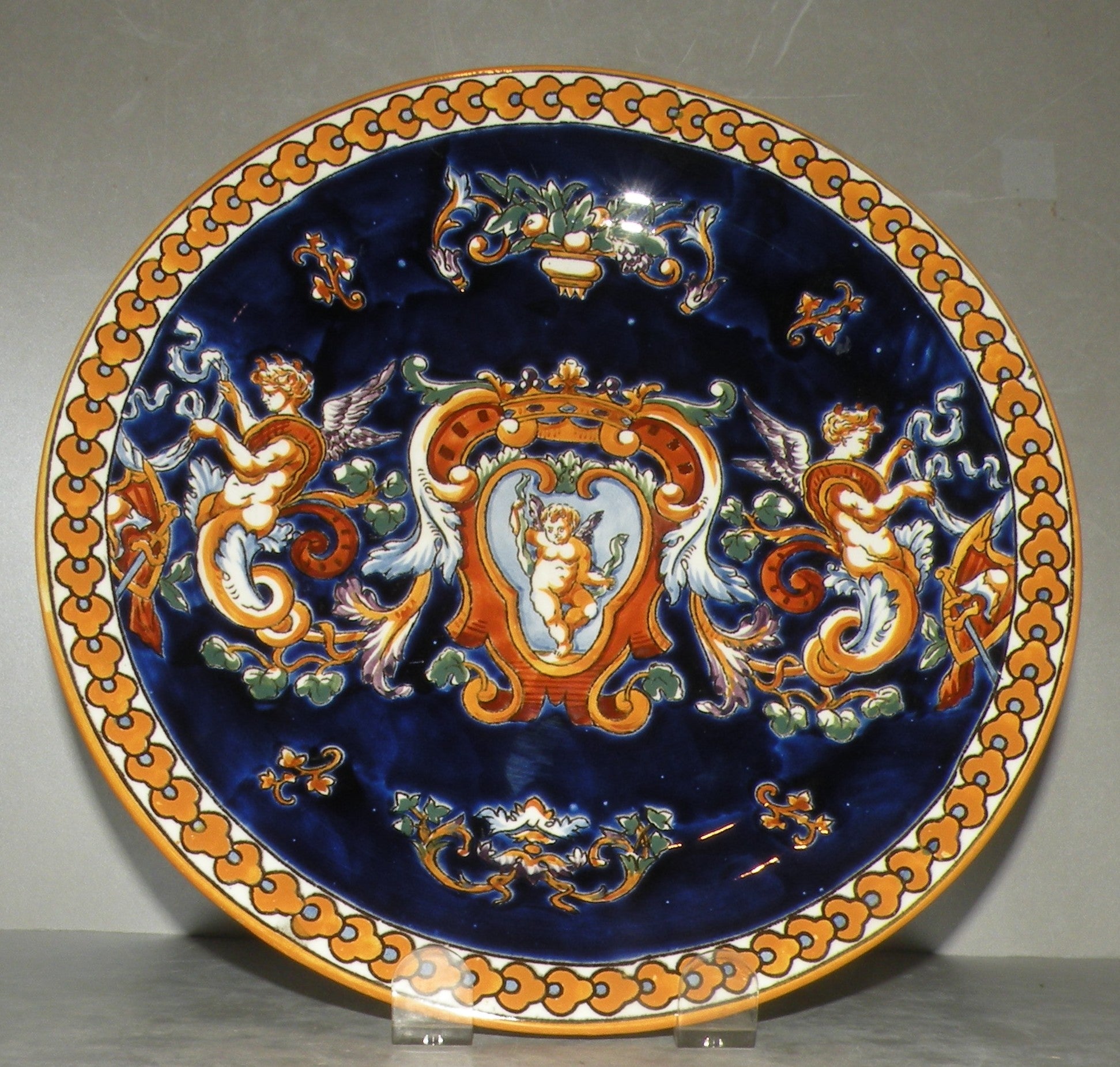 Plate Renaissance Fond Bleu
