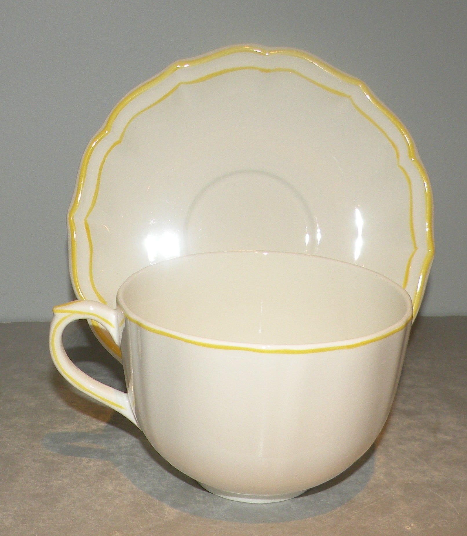 Jumbo Breakfast Cup & Saucer , Filets Hand Painted