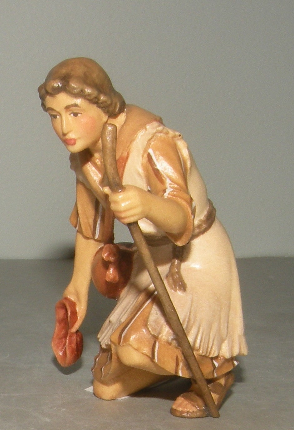 Shepherd kneeling with walking - stick Venetian Nativity