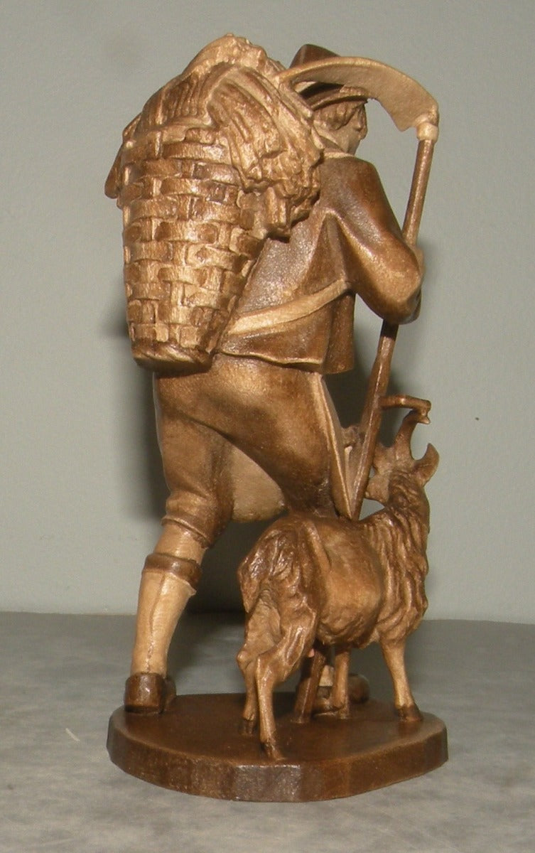 Shepherd with basket and goat , Rustic ZF Finish