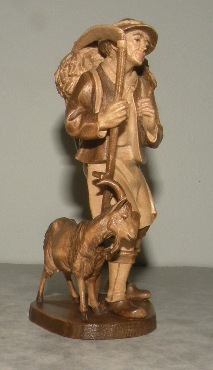 Shepherd with basket and goat , Rustic ZF Finish