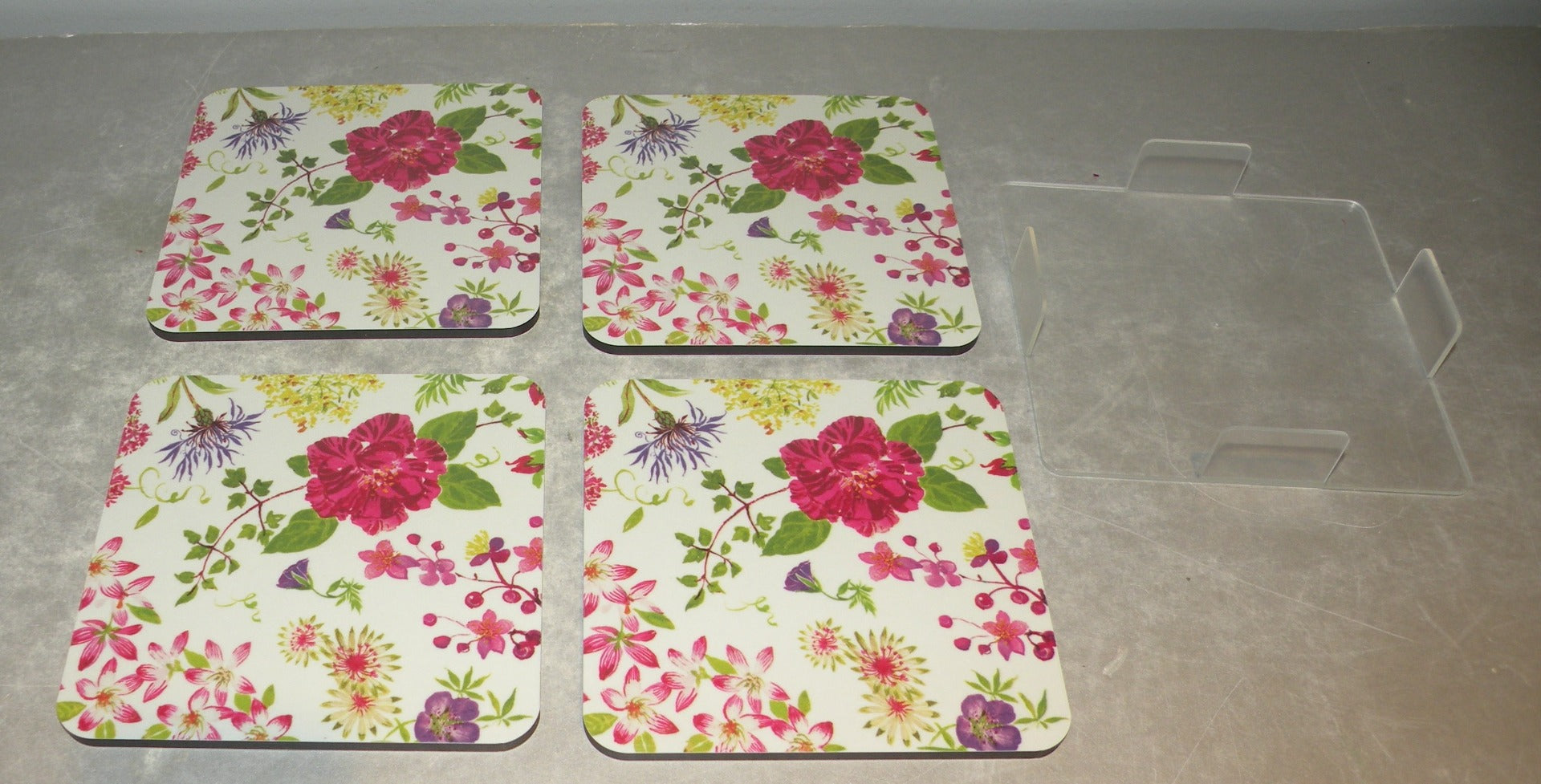 Set of 4 Glass Coaster, Millefleurs