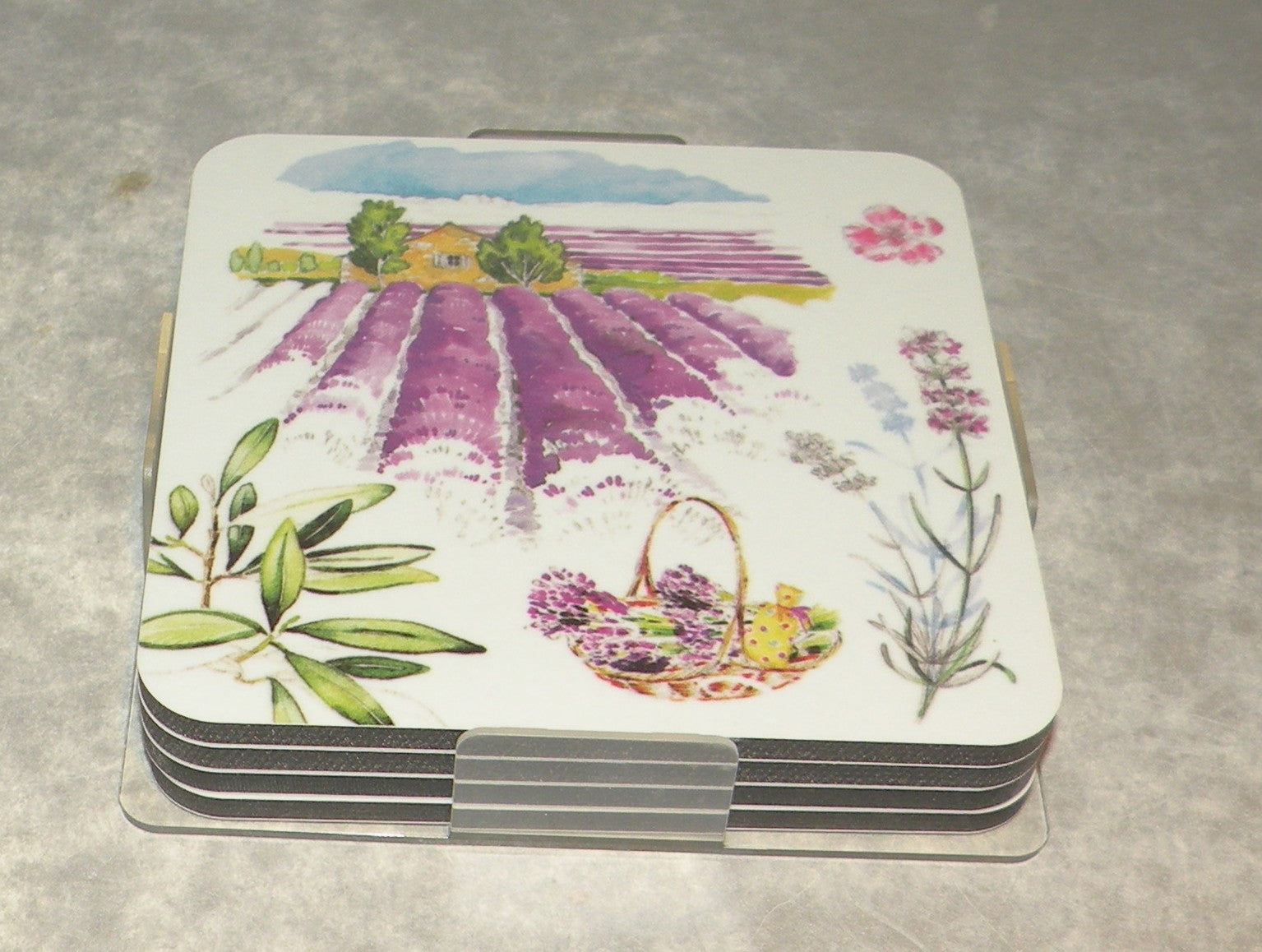 Set of 4 Glass Coasters, Provence