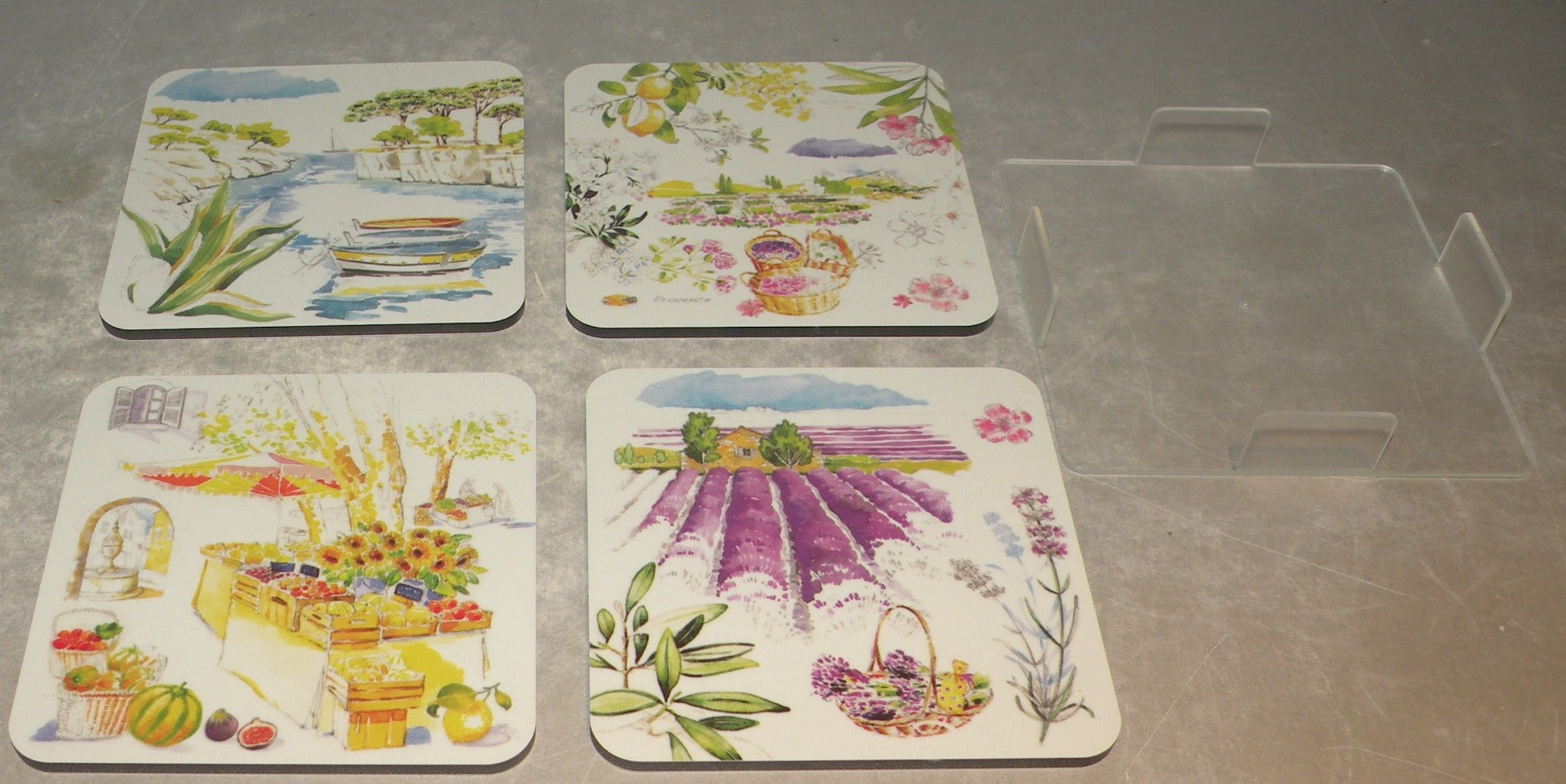 Set of 4 Glass Coasters, Provence