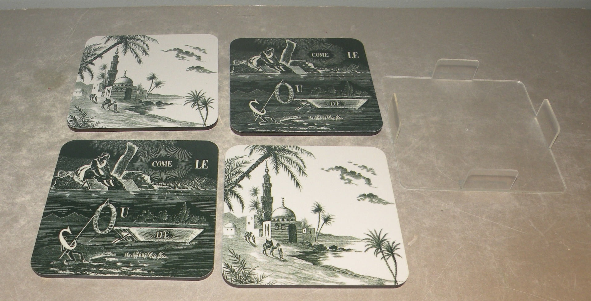 Set of 4 Glass Coasters,  Les Depareillees