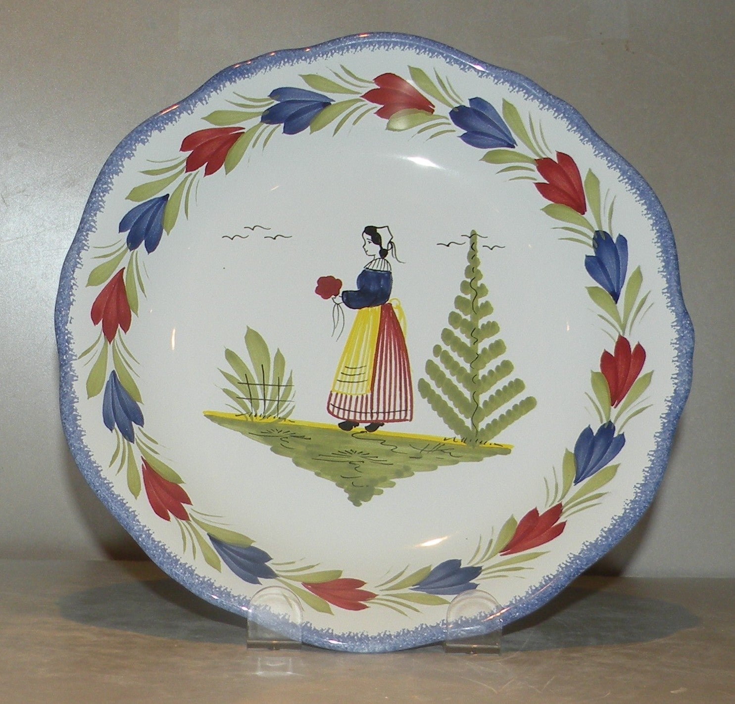 Scalloped Soup Plate with Lady Mistral Blue