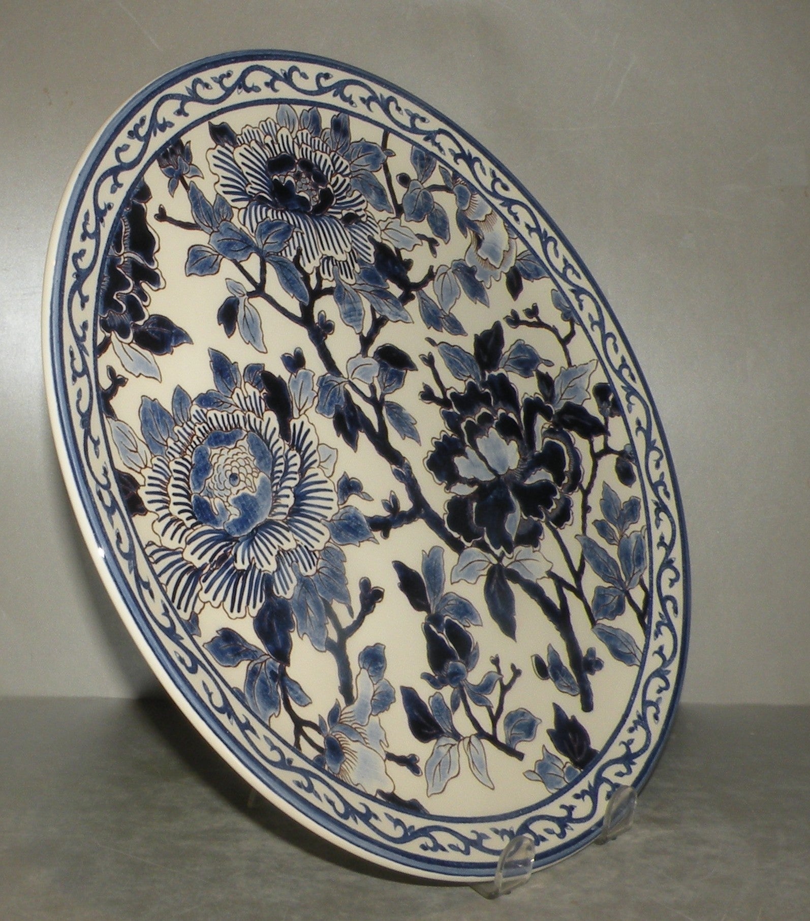 Round Cake Platter, Pivoines Bleu