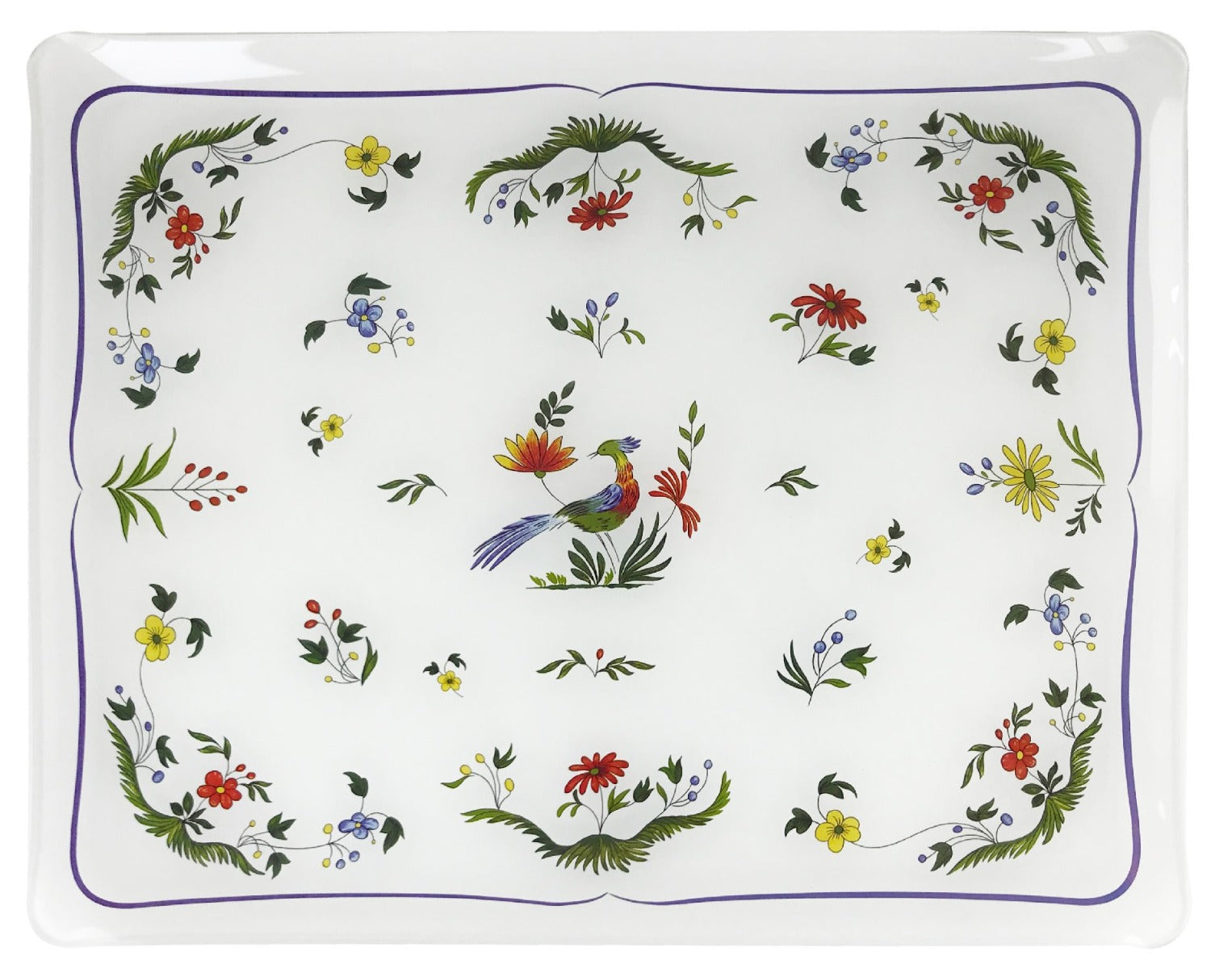 Large acrylic serving tray, Oiseaux de Paradis