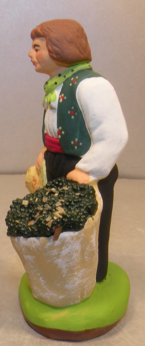 Man Gathering olives with is bag , Didier, 7 Cm