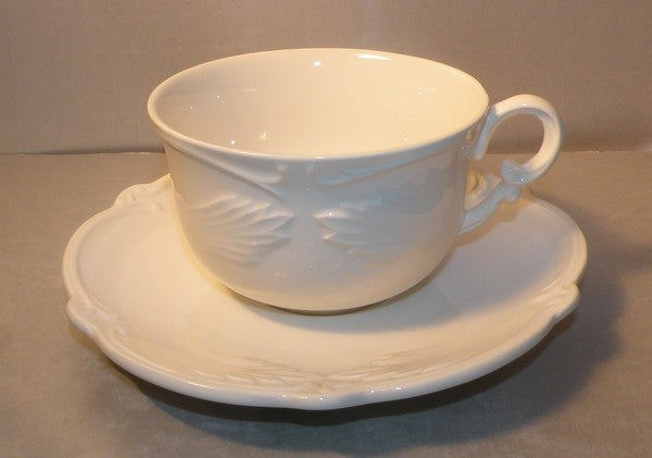 Tea Cup & Saucer, Rocaille White