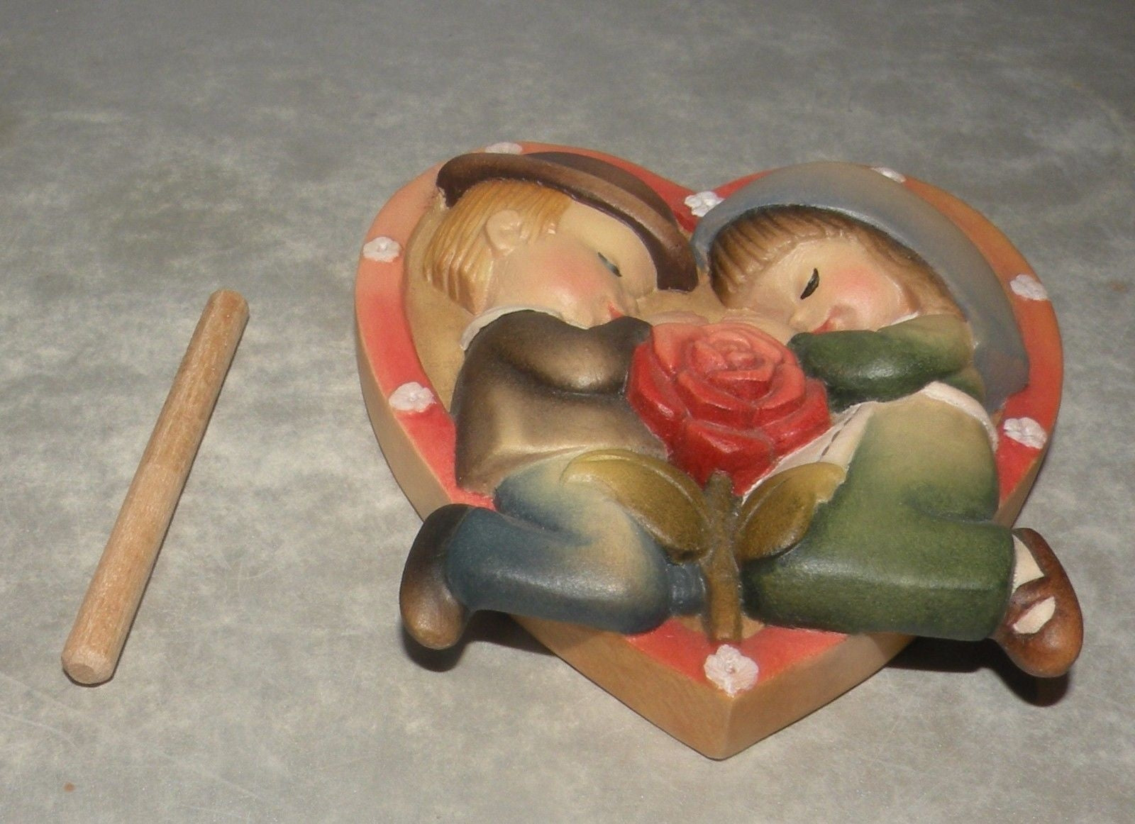 Wedding Heart Hand Carved Wood Piece Anri
