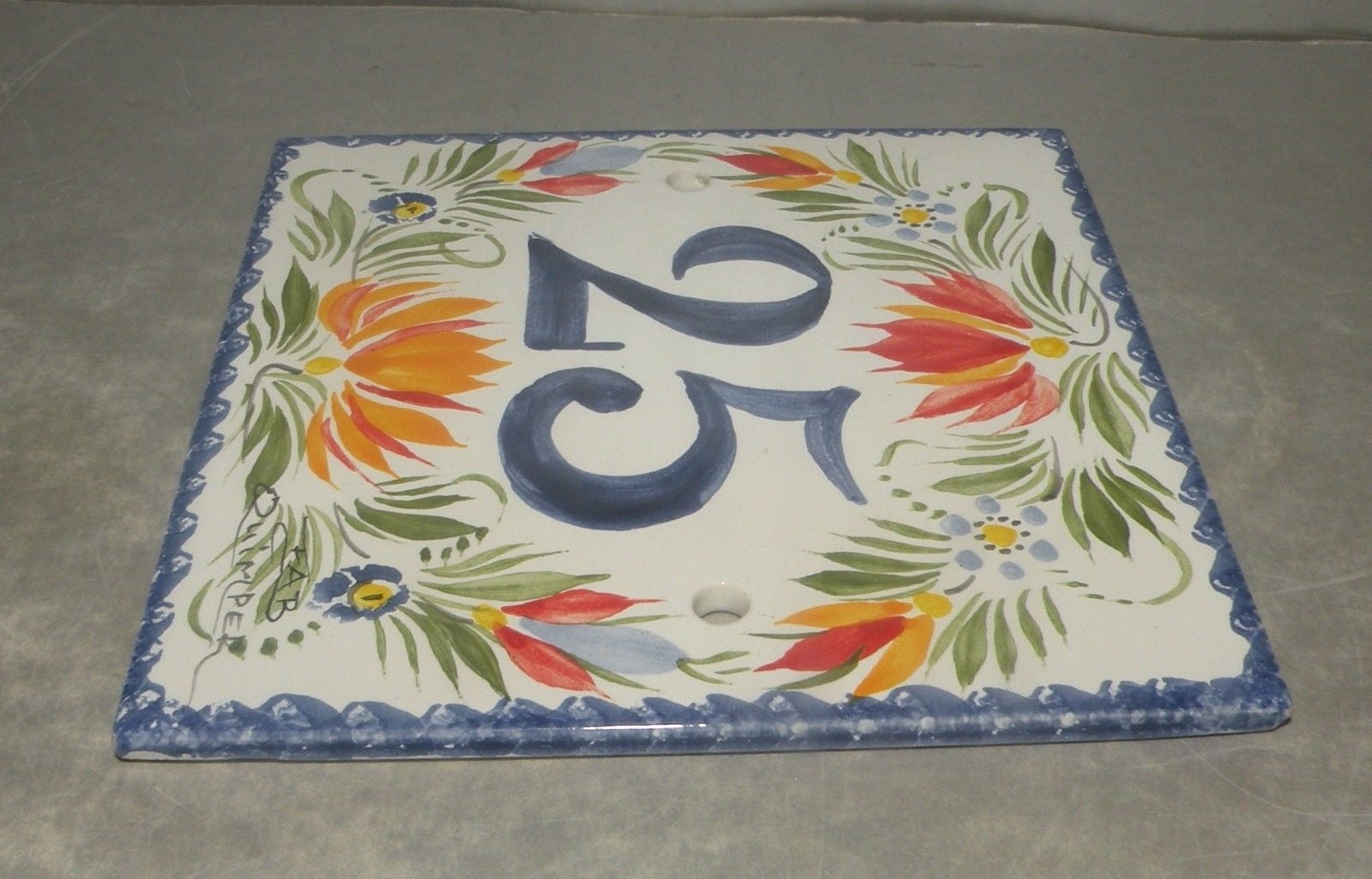 Wall Tile with the number 25 , FAB Quimper