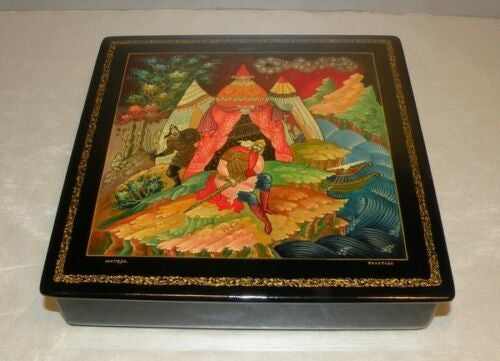 Russian Lacquer Box Oil Paint , Hand Painted